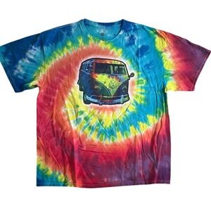 Volkswagen Tie Dye Graphic T-Shirt Mens XL Rainbow VW Bus Short Sleeve Cotton